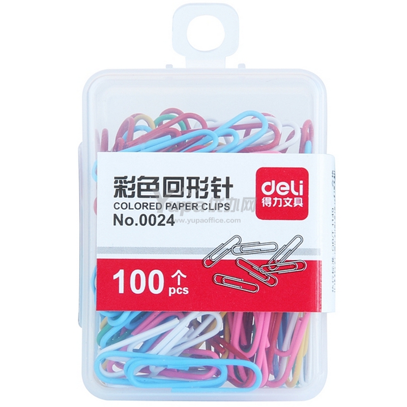 得力 彩色回形針 0024 100個/盒